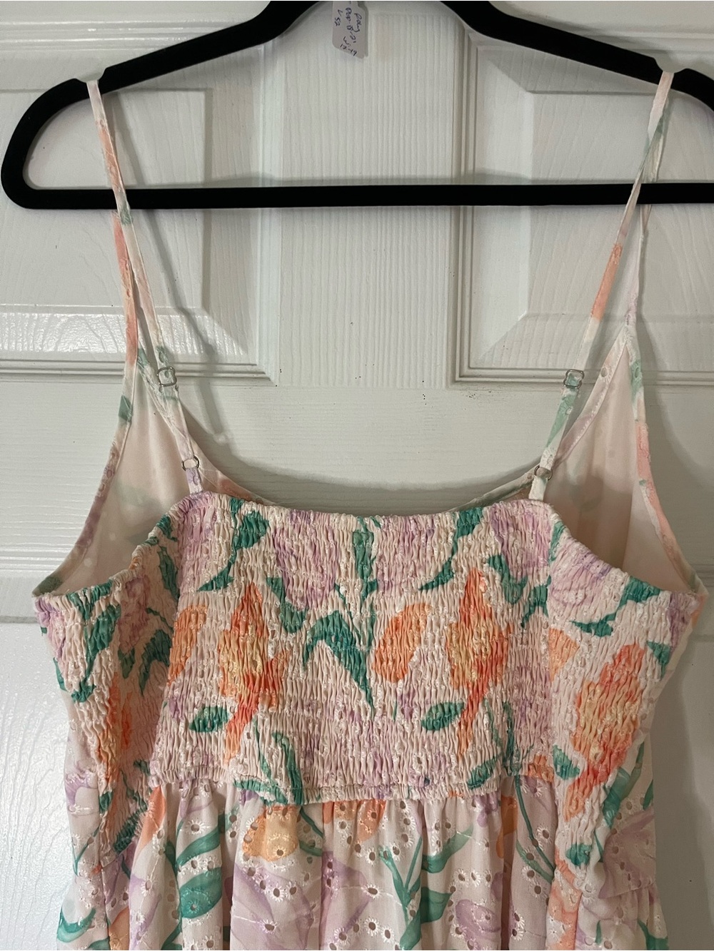 Pretty Garden Eyelet Pastel Spring Floral Sundress Maxi in Peach and Mint - Picture 13 of 13